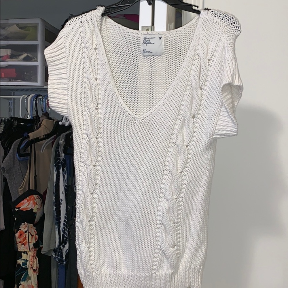 American Eagle knit sweater top small cream white